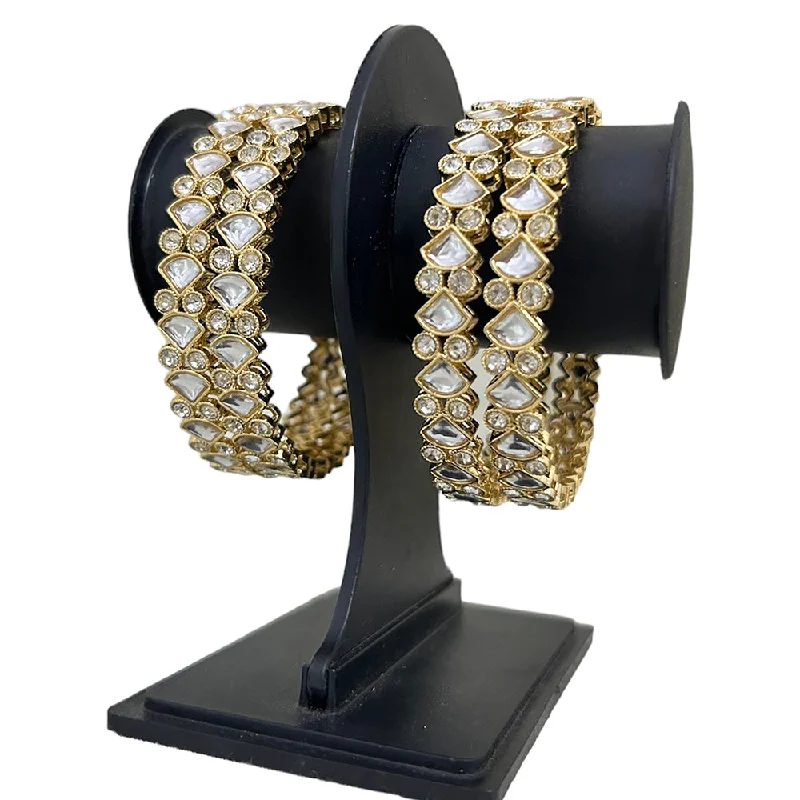 Bangles For Formal Gatherings-Darshana Jewels Gold Plated Polki Kundan Bangles