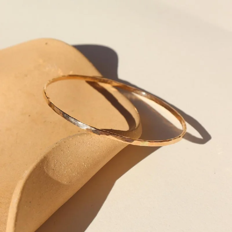 Simple Link Bracelets For Women-Hammered Bangle