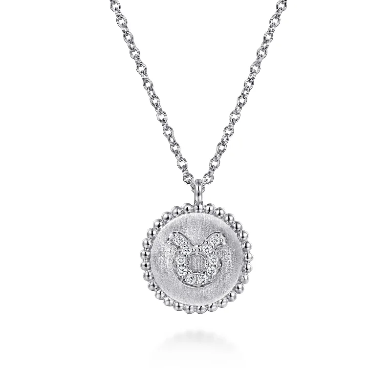 Name Gemstone Necklaces -925 Sterling Silver Diamond Bujukan Taurus (Apr 20 - May 20)Zodiac Pendant Necklace