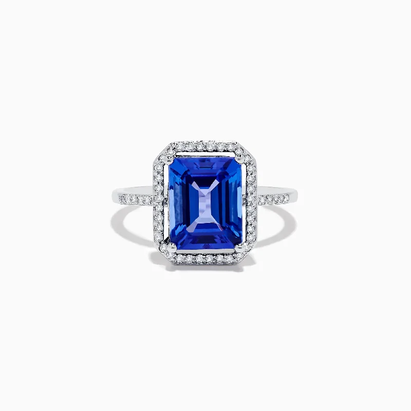 Stylish gold rings for men-Nahla Siri 14K White Gold Tanzanite and Diamond Ring