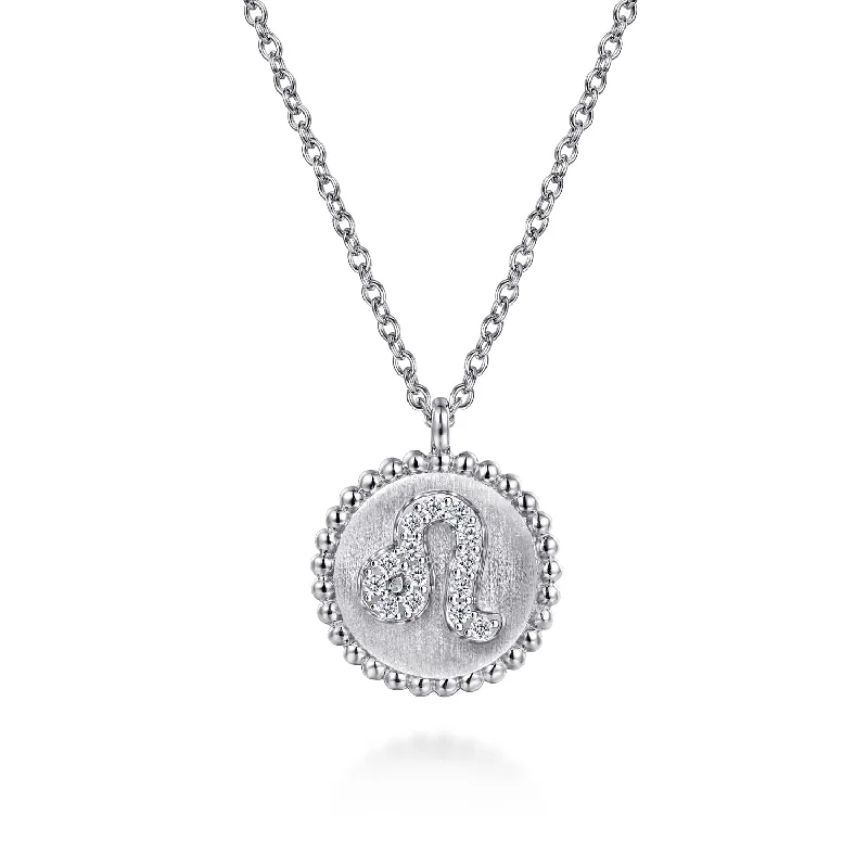 Modern Pearl Necklaces -925 Sterling Silver Diamond Bujukan Leo (Jul 23 - Aug 22)Zodiac Pendant Necklace