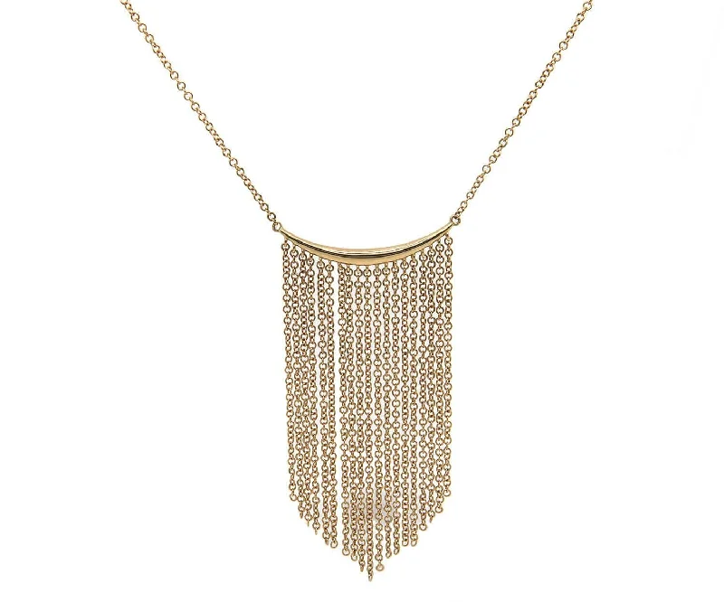 Multi-Layer Silver Necklaces -New Gabriel & Co. Curved Bar Multi Strand Fringe Necklace in 14K