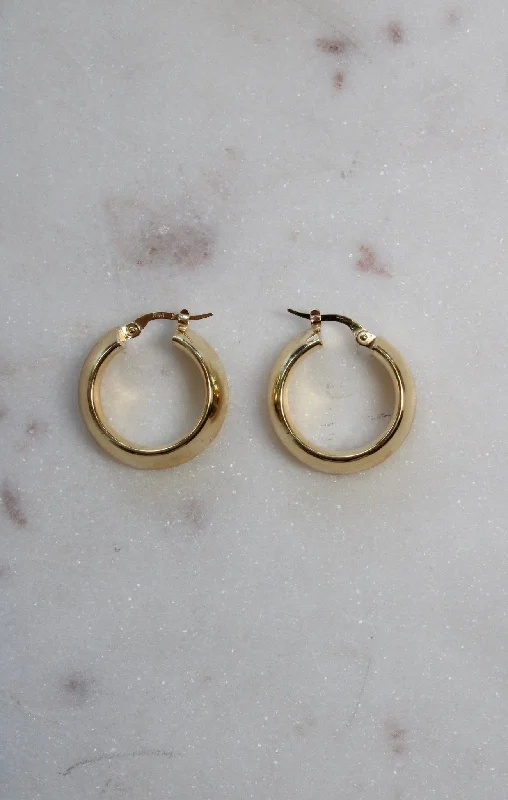 Small Stud Earrings-18K Gold Half Round Hoops