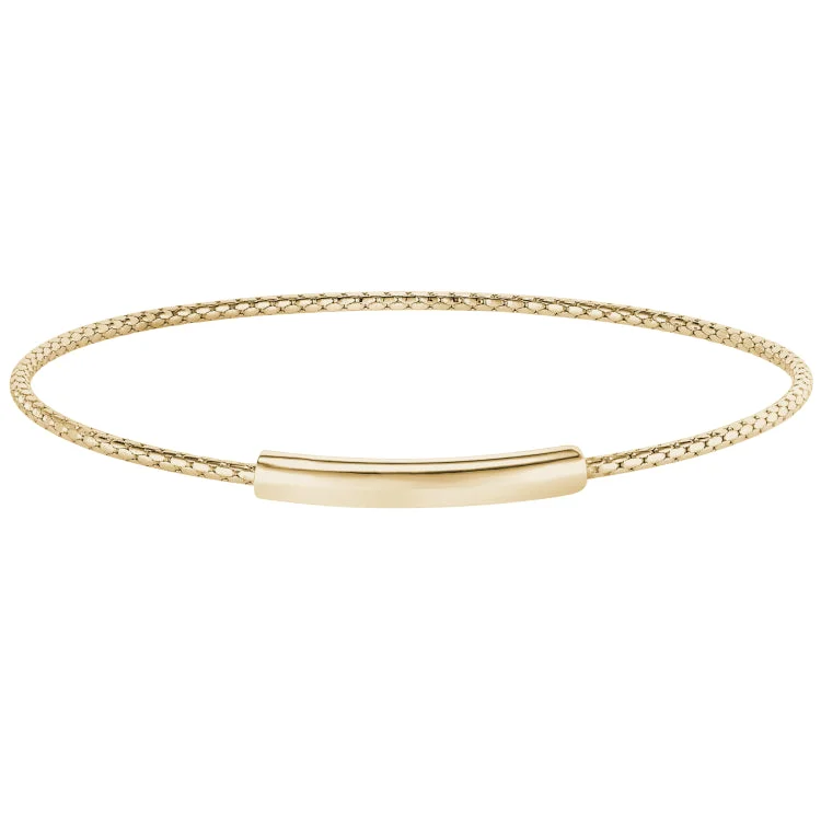 Beaded Bracelets For Gift Giving-Gold Finish Sterling Silver Opening Corean Cable Cuff Bracelet with High Polished Bar