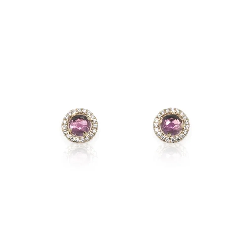 Gold And Crystal Earrings-Gabriel & Co. 14k Yellow Gold Amethyst and Diamond Earrings