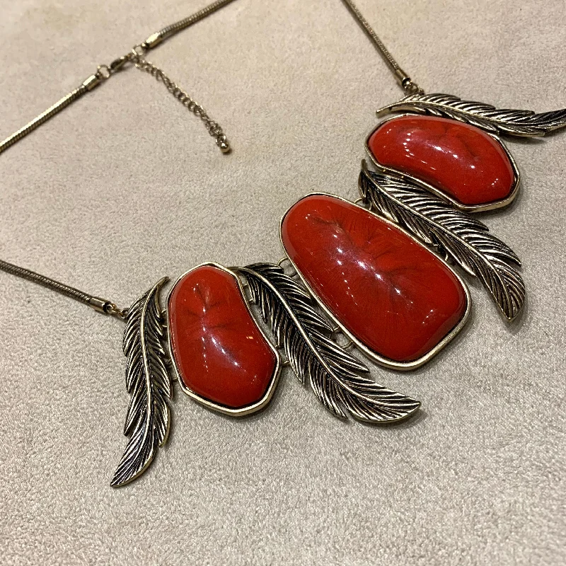 Mother’s Day Necklaces -Red Feather Statement Necklace