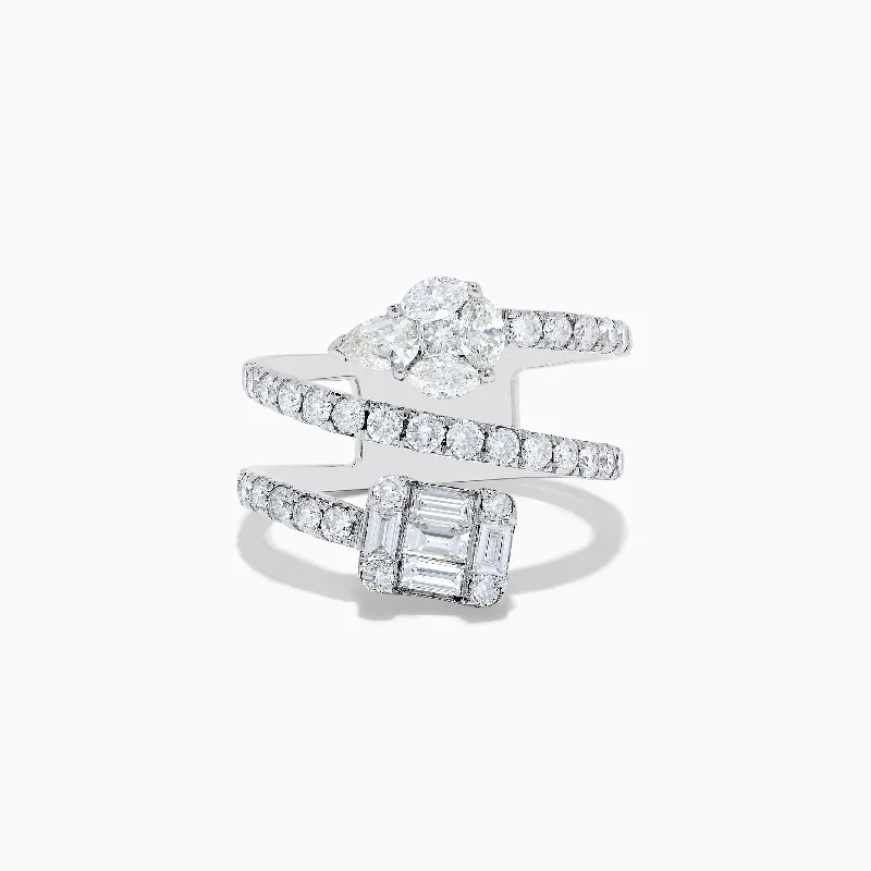 Affordable engagement rings with unique designs-14K White Gold Diamond Spiral Arrow Ring