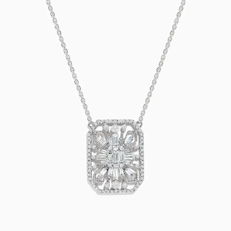 Monogram Necklaces -Pave Classica 14K White Gold Diamond Necklace