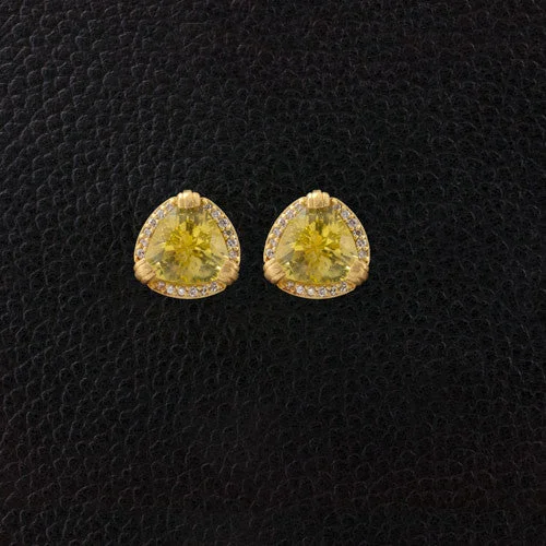 Handmade Gemstone Drop Earrings-Lemon Citrine & Diamond Estate Earrings