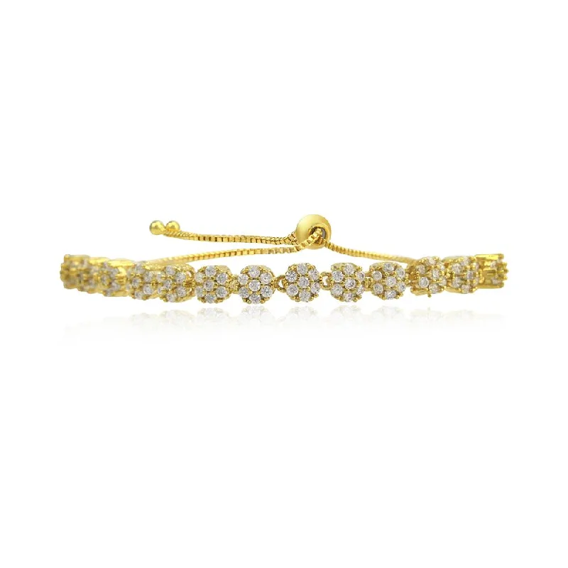 Women Bangles Set For Party-21 Nicole Jewellery Gold Plated Cubic Zirconia Adjustable Bracelet  - BR334 Yellow