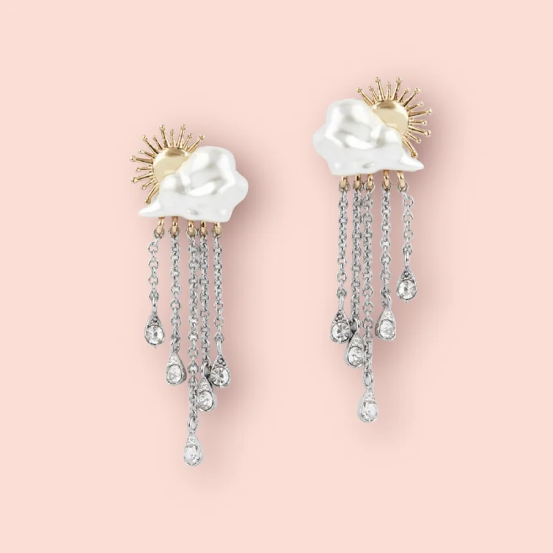 Vintage Pearl Earrings-Cloud Statement Earrings by Bill Skinner