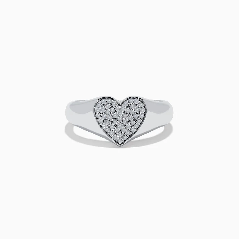 Luxury custom wedding rings with diamonds-925 Sterling Silver Diamond Heart Ring