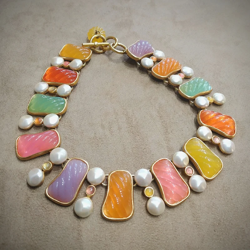 Handmade Stone Necklaces -Anne Klein Statement Multicoloured Necklace