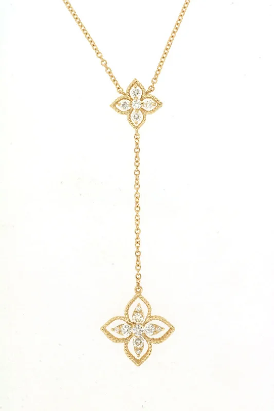 Simple Custom Necklaces -Yellow Gold Diamond Flower Necklace