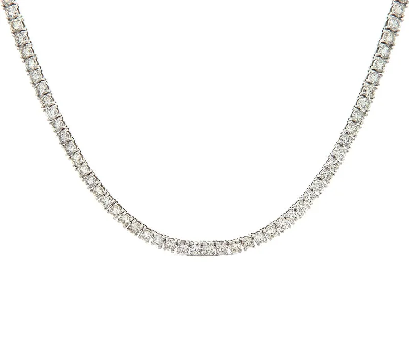 Personalized Name Necklaces -New 22.0ctw Round Diamond Prong Set Tennis Necklace in 14K