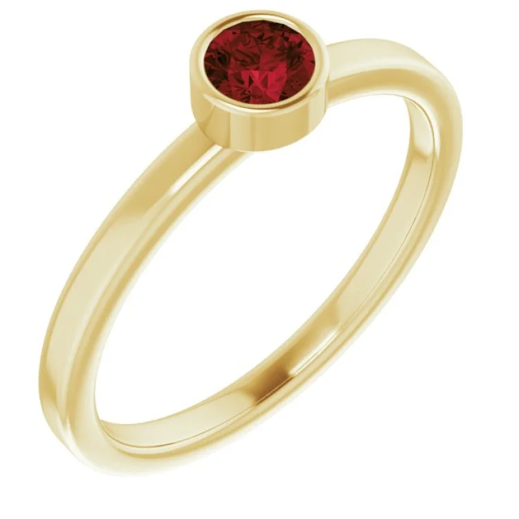 Silver promise rings-14K Yellow 4 mm Natural Mozambique Garnet Ring