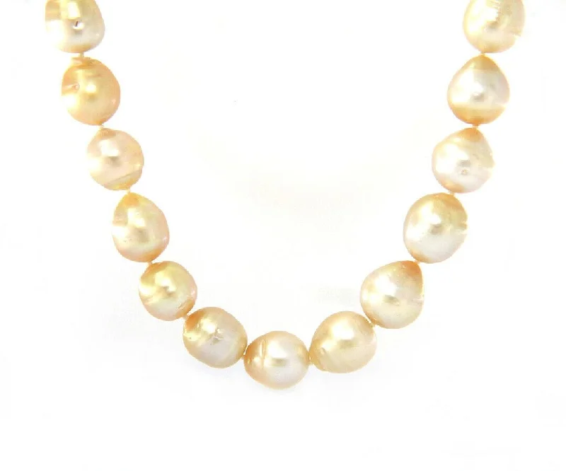 Designer Necklaces -9.0  12.5 MM Cultured South Sea Pearl Strand Necklace in 14K