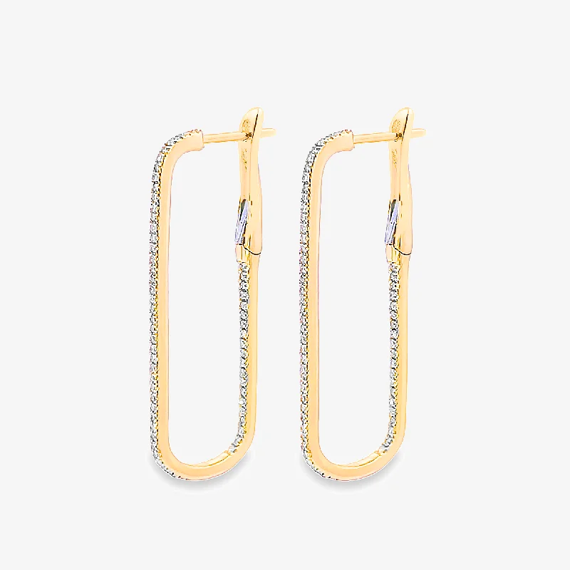 Classic Earrings-Inside Out Diamond Paper Clip Link Earrings