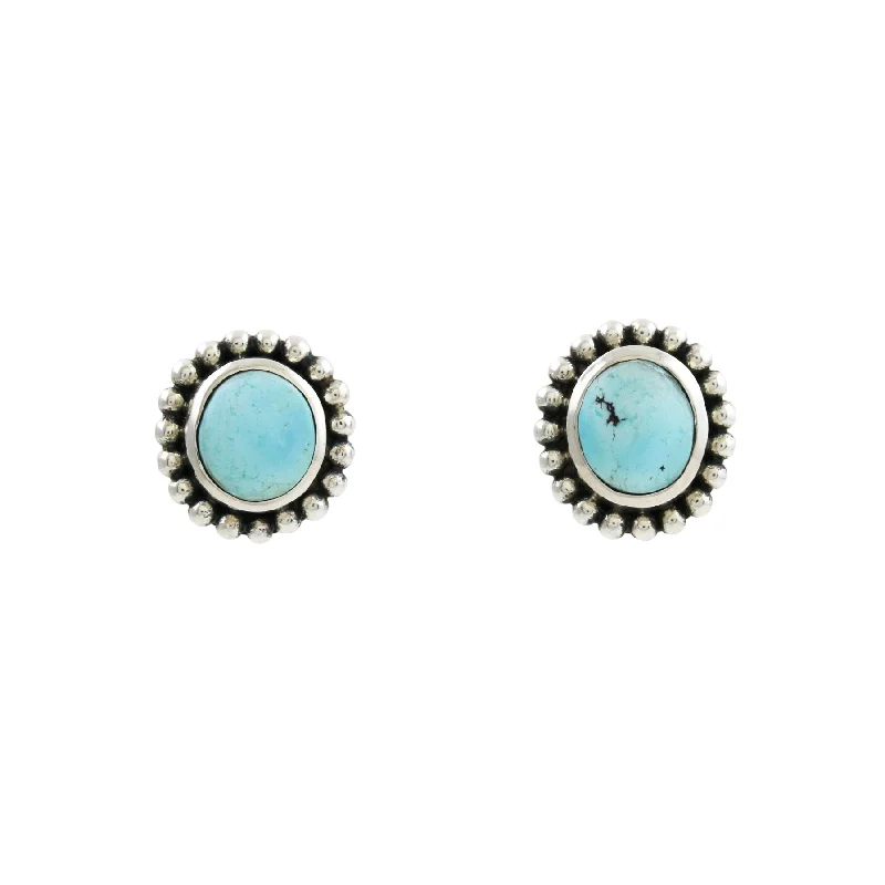 Big Hoop Earrings-Granulated Silver Studs x Golden Hills Turquoise