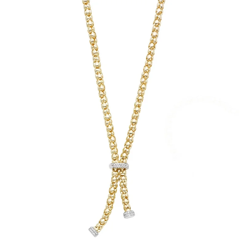 Custom Star Pendant Necklaces -14K Yellow Gold .54CT Diamond Processco Lariat Necklace TRC7307-18