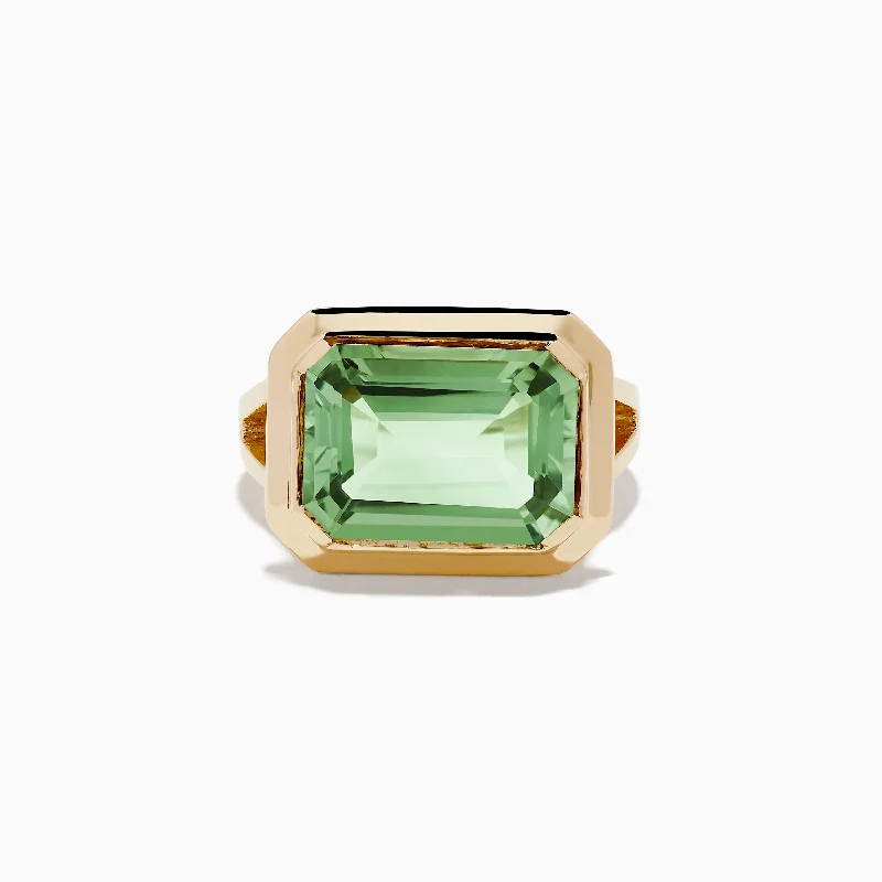 Vintage rings-14K Yellow Gold Green Amethyst Ring