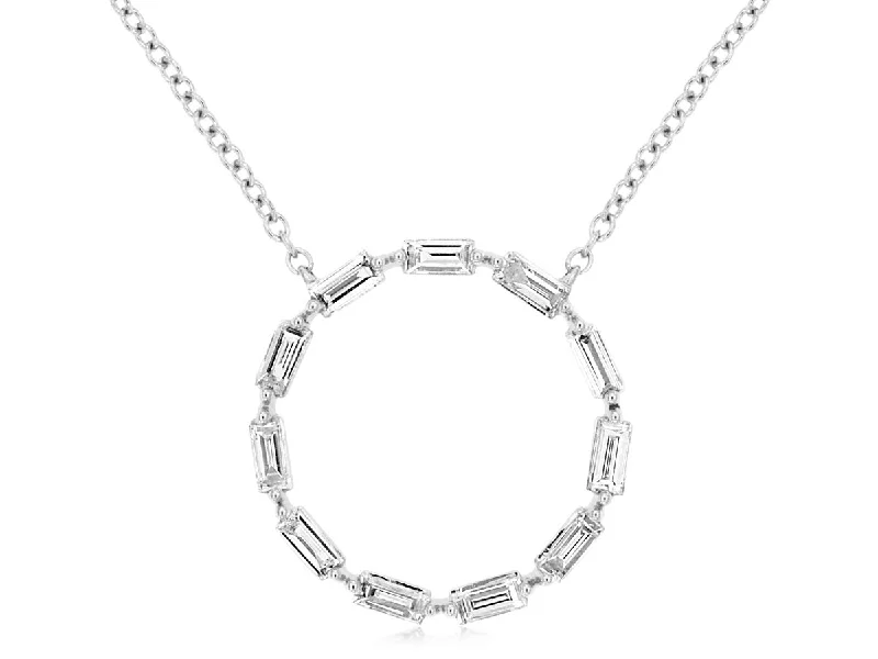 Unique Chain Necklaces -White Gold Diamond Circle Necklace