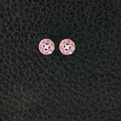 Gemstone Earrings Set For Women-Pink Sapphire & Diamond Earrings