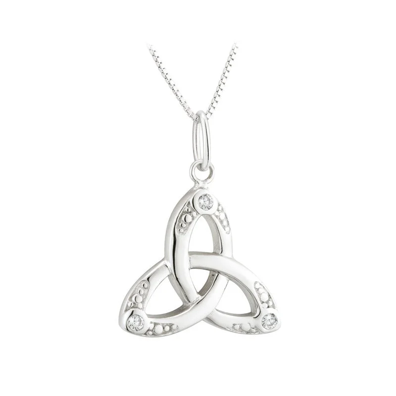 Layered Jewelry Necklaces -Sterling Silver Crystal Trinity Knot Pendant