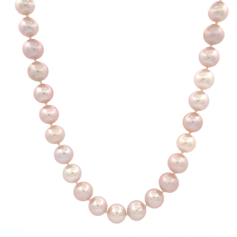 Birthstone Bead Necklaces -Sterling Silver Pink Pearl Strand