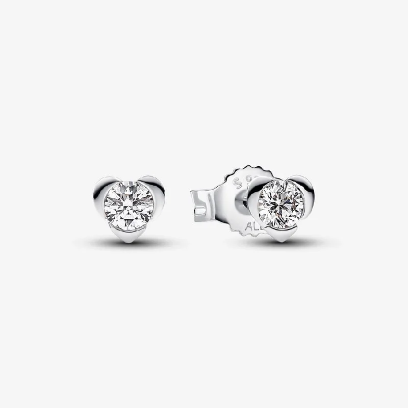 Elegant Stud Earrings-Pandora Talisman Sterling Silver Lab-grown Diamond Heart Earrings 293111C01