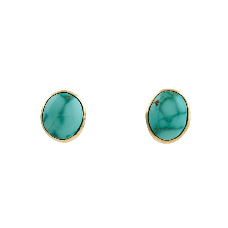 Rainbow Earrings-Sierra Nevada Turquoise 14k Studs