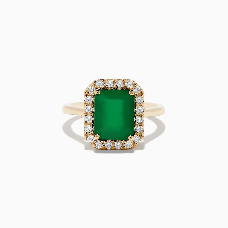 Couples rings-Brasilica 14K Yellow Gold Emerald and Diamond Ring