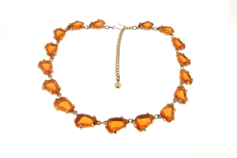 Fantasy Necklaces -Vintage Yellow Necklace Amber Crystal by Sphinx