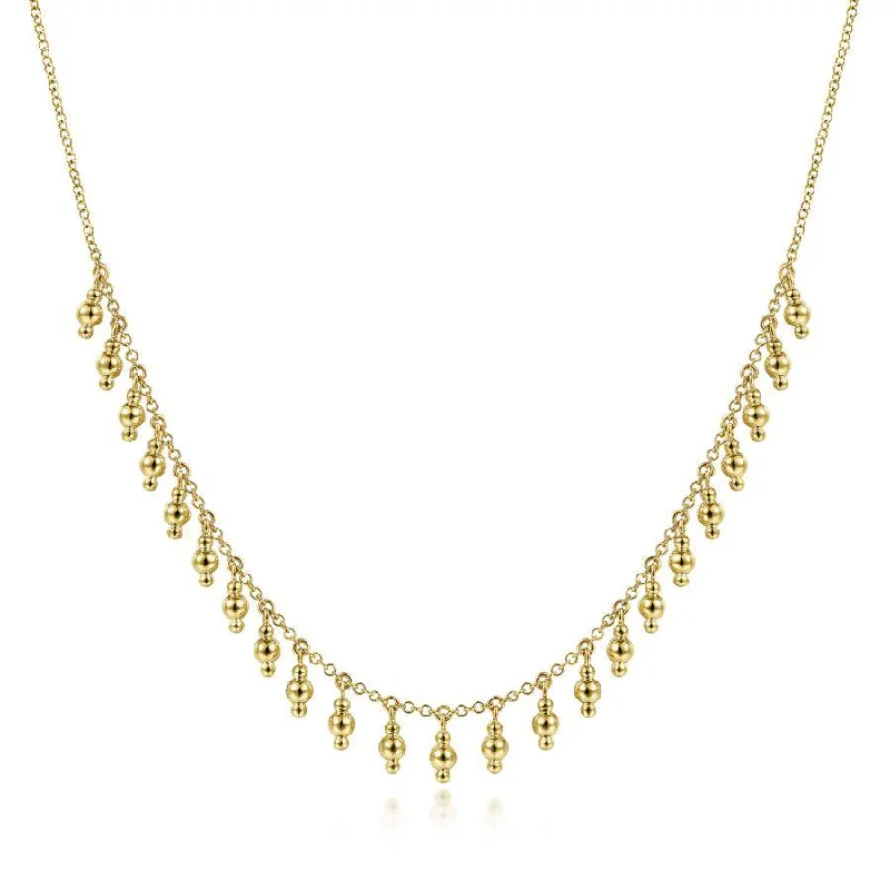 Multi-Pendant Necklaces -Gabriel & Co. - NK6485Y4JJJ - 14K Yellow Gold Bujukan Bead Station Necklace