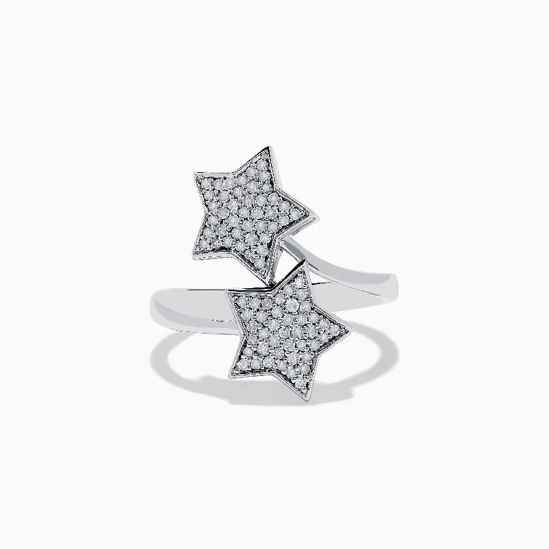 Cheap rings for men-Novelty 925 Sterling Silver and Diamond Star Ring