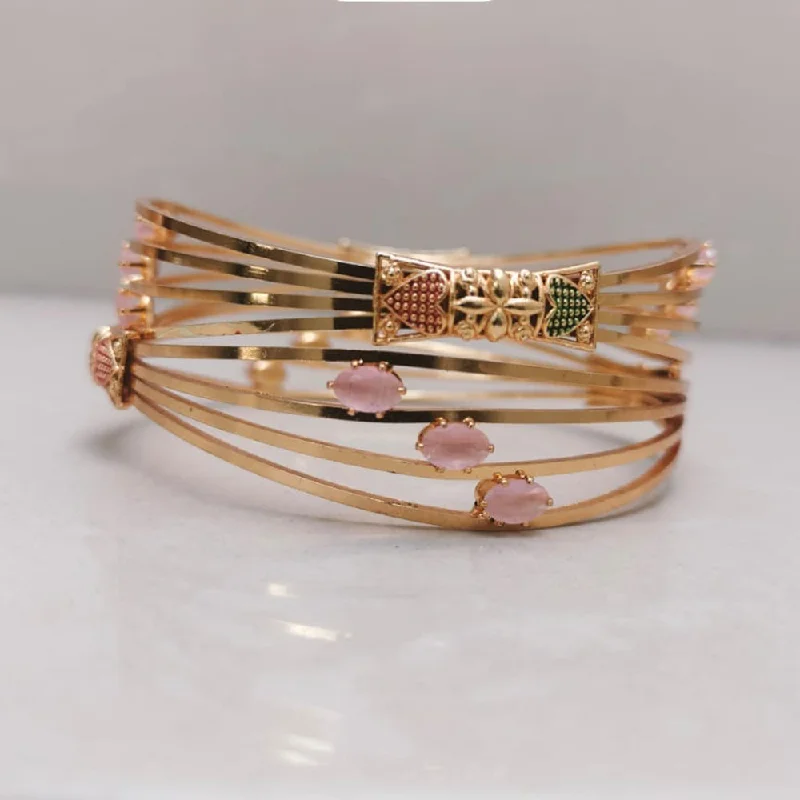 Bangles For Casual Days-Shreenath Sales Gold Plated Crystal Stone Bangle