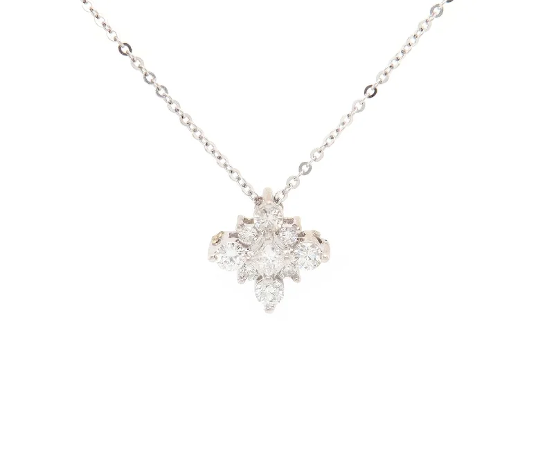 Oval Necklaces -0.65ctw Round Diamond Cluster Pendant Necklace in 14K