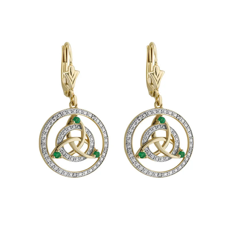 Star Earrings-14k Two Tone Gold Diamond Celtic Earrings