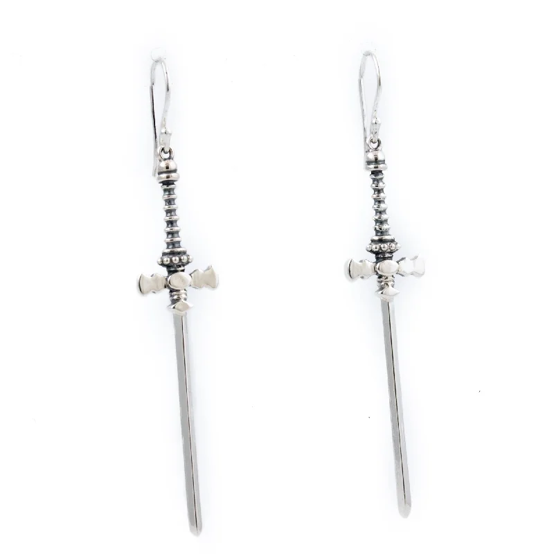 Modern Dangle Earrings-Sterling Silver "Defender" Earrings