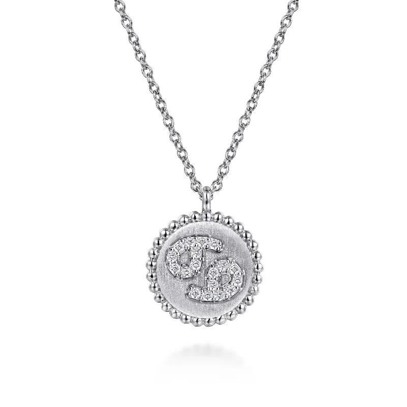 Personal Name Necklaces -925 Sterling Silver Diamond Bujukan Cancer (Jun 21 - Jul 22)Zodiac Pendant Necklace