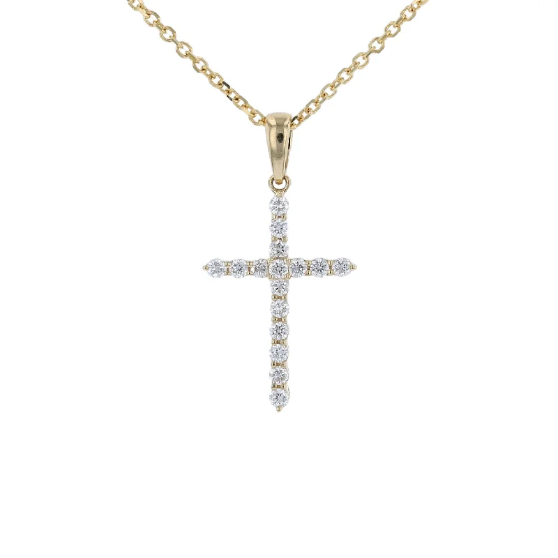 Custom Nameplate Necklaces -Yellow Gold Diamond Cross Pendant