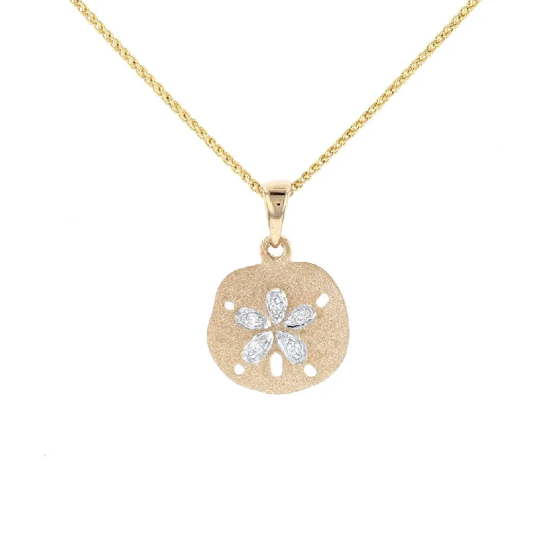 Lucky Charm Pendant Necklaces -Petite Diamond Sand Dollar Pendant