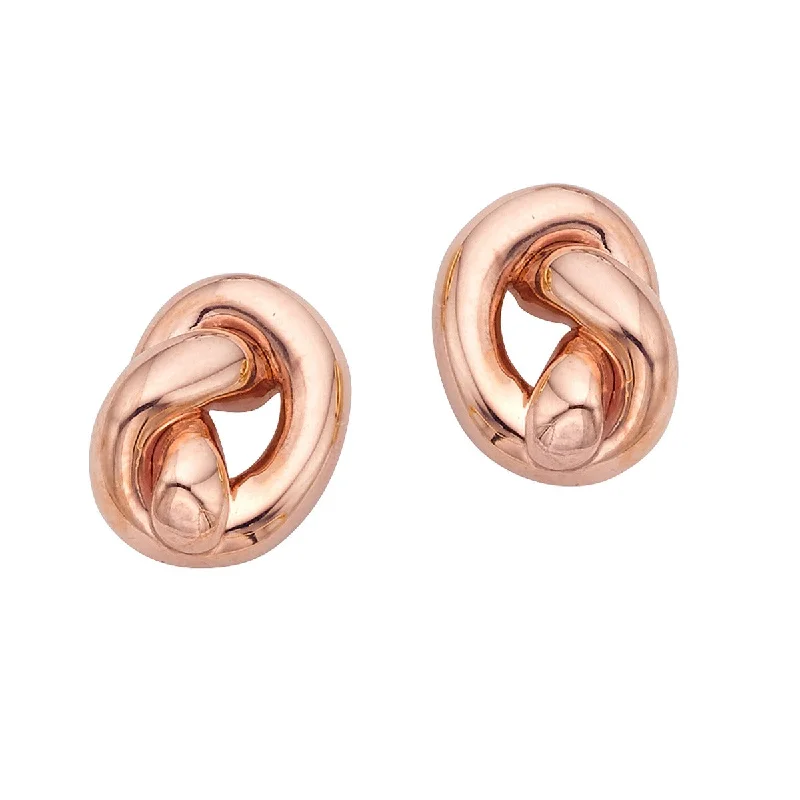 Cute Gold Earrings-14K Rose Gold Amore Knot Stud Earrings PER8514