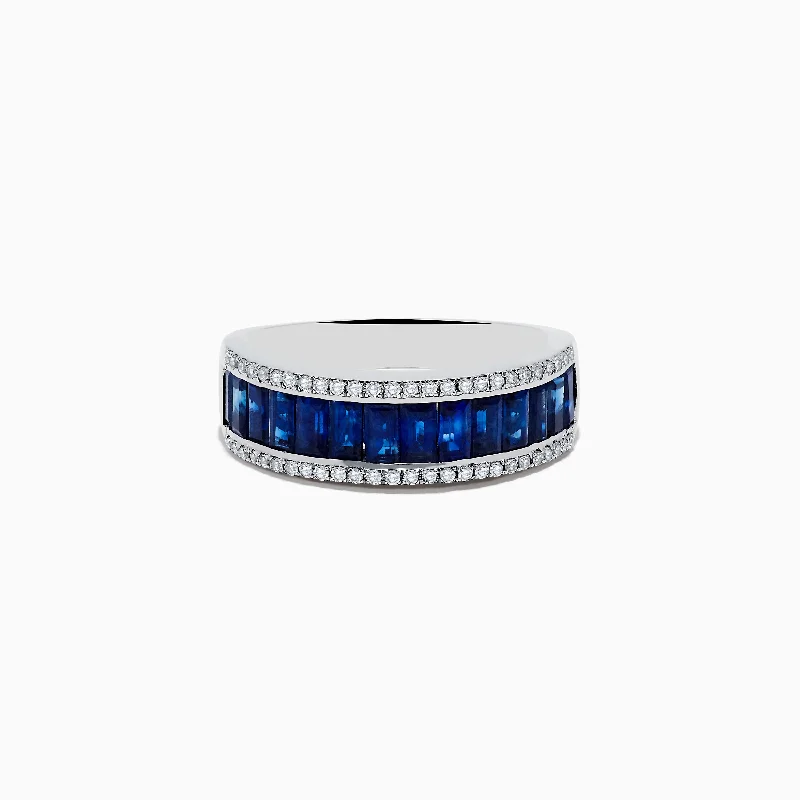 Black diamond rings-Royale Bleu 14K White Gold Blue Sapphire and Diamond Ring