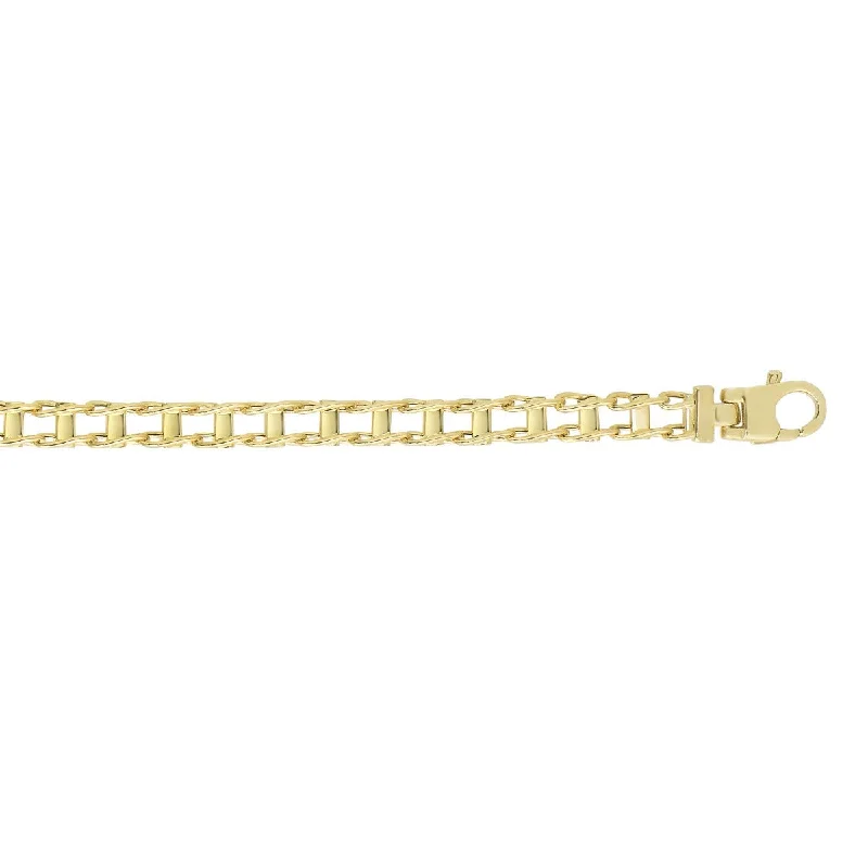 Couples Initial Necklaces -14kt 20" Yellow Gold Shiny Rail Road Style Fancy Link Necklace with Lobster Clasp N3254-20