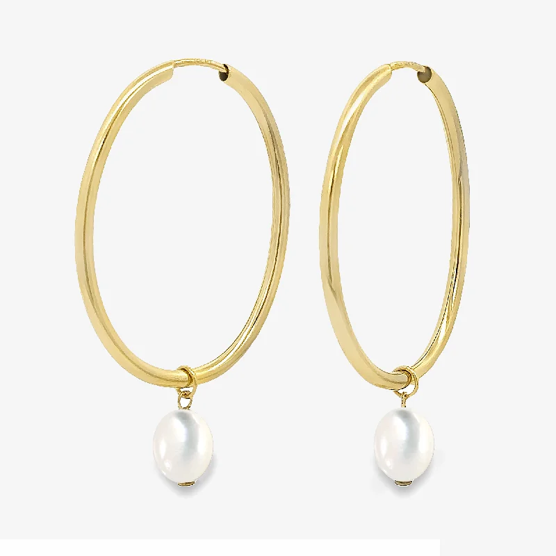 Earrings For Women-Dangling Pearl Hoop Earrings