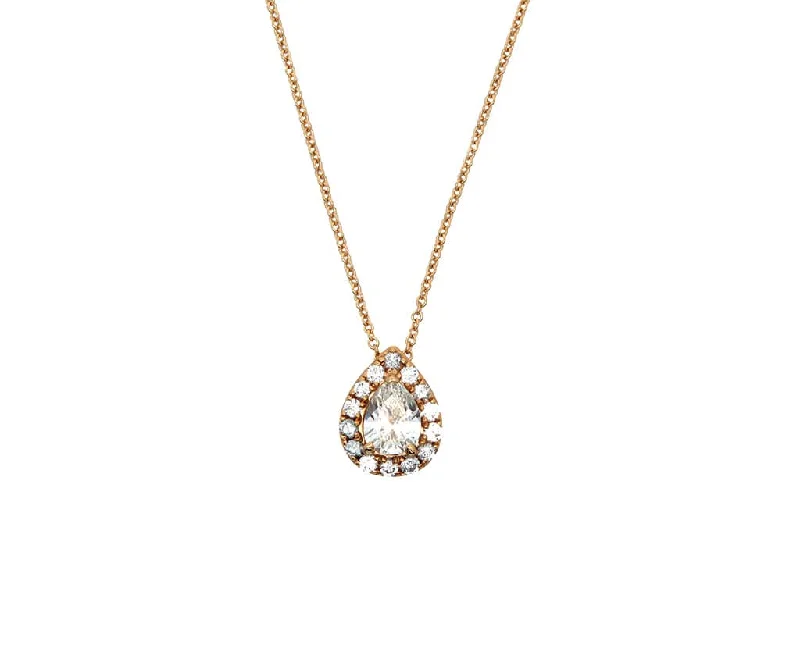 Birth Month Necklaces -1.46ctw Pear Diamond Frame Pendant Necklace in 18K