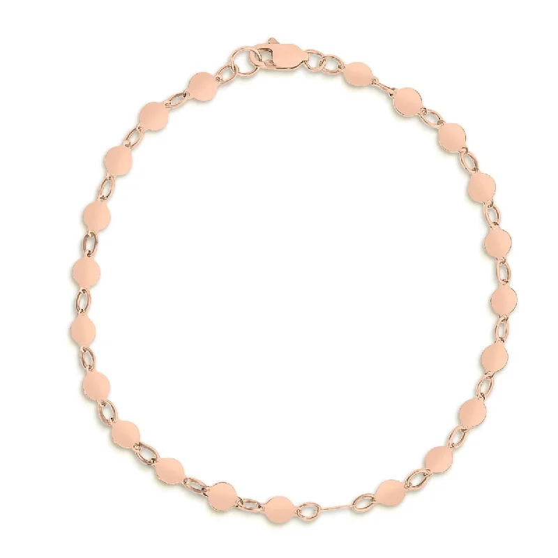 Love Pendant Necklaces -14kt Rose Gold 7" 4mm Polished Pebble Necklace with Lobster Clasp PRC8240-07