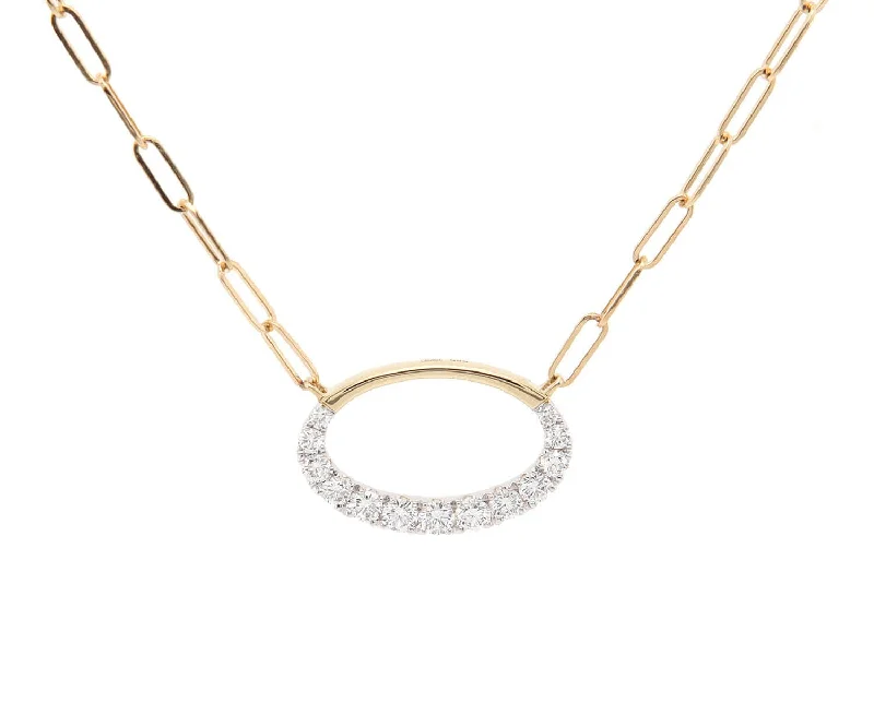 Charm Necklaces -New Frederic Sage 0.62ctw Diamond Oval Pendant Necklace in 14K