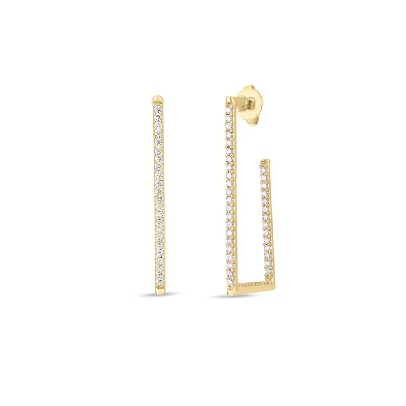 Designer Earrings For Wedding-Roberto Coin Geometric Diamond Earrings